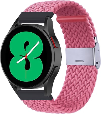 By Qubix - Geschikt voor Garmin bandje - Geschikt voor Garmin Vivoactive 4 / 4L - Braided nylon bandje - Roze - Smartwatch bandje 22mm