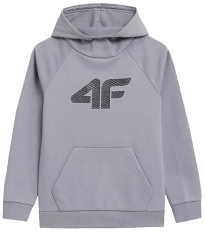 4F Grijze Jongens Kangoeroe Sweatshirt met Logo, Maat 128