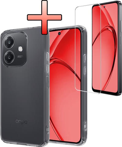 Hoesje - Met Screenprotector - Geschikt voor OPPO A40 - Sterk & Shockproof - Back Cover - Siliconen Case - Telefoon Hoes - Transparant