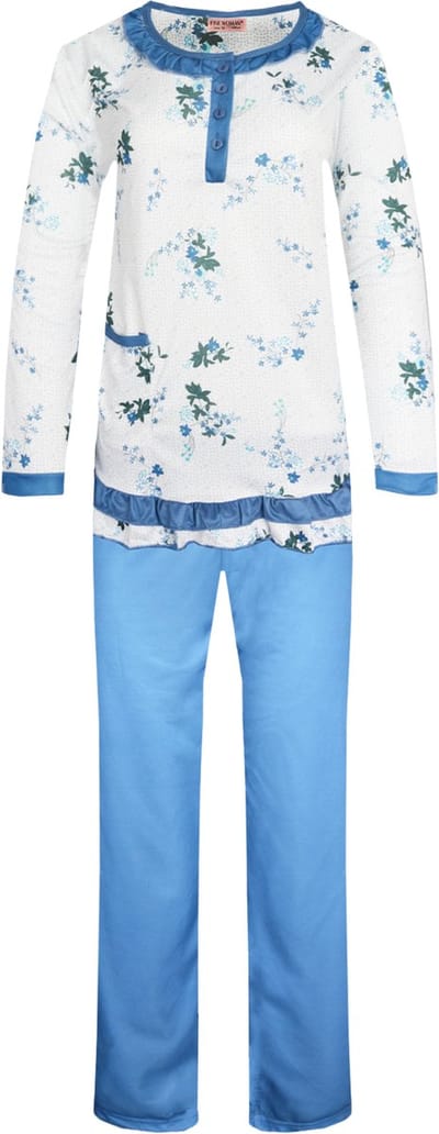 Dames pyjama Fine Woman gebloemd blauw XXL