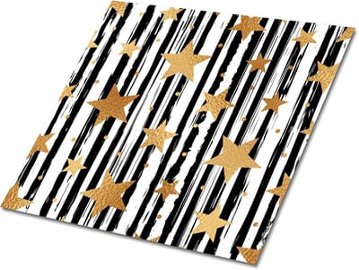 Tulup PVC Tegels - Lijnen en Sterren Vinyl Tegels - 30 cm x 30 cm - Gouden Wand PVC Tegels - 9 stuks - Zelfklevende Vinyltegels - Abstract Plaktegels - Vinyl Tegels Zelfklevend - Plaktegels keuken en Badkamer