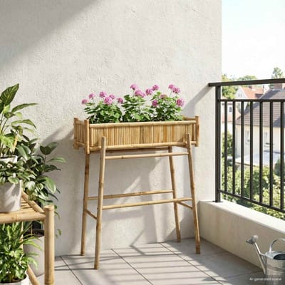 vidaXL Tuinplanter met Houder Naturel 100 x 38 x 114 cm Bamboe