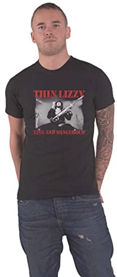 T-Shirt met Live & Dangerous Motief voor Mannen - Zwart