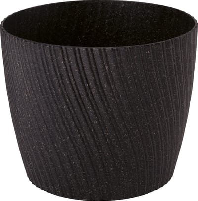 Form Plastic Plantenpot/bloempot Waves - kunststof - zwart - D17 x H14 cm - rond