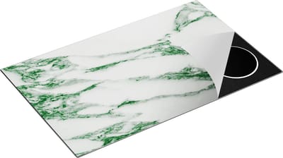 Chefcare Inductie Beschermer Groene Marmer met Wit - 85x52 cm - Afdekplaat Inductie - Kookplaat Beschermer - Inductie Mat