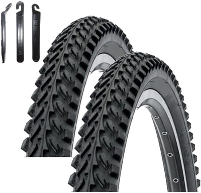 Fietsbanden Set - MTB Banden - Mountainbiken - Inclusief bandenlichters - 24 x 1.95 - Zwart
