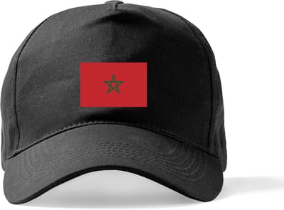 Zwarte Pet Beechfield met Wereldvlaggen, land Marocco klittenbandsluiting