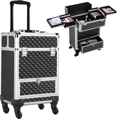 ApexArte® Kapperskoffer - Kapperstas - Visagie - Cosmetica Organizer - Zwart