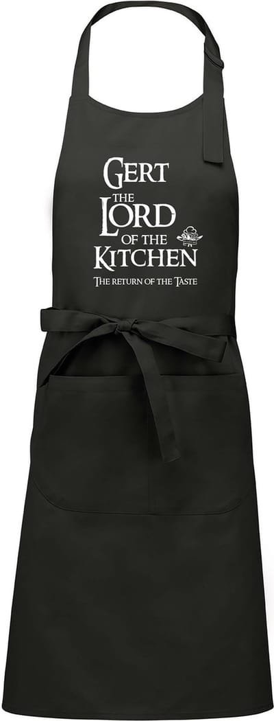 mijncadeautje - Luxe - Keuken - Kook - Barbecueschort - BBQ schort - The Lord of the Kitchen - The return of the Taste - Met voornaam - chique grijs