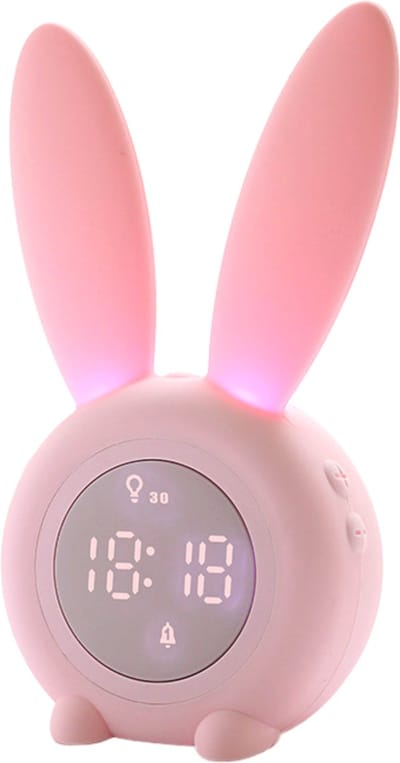 Slaaptrainer Kinderen - Kinderwekker - Nachtlampje Kinderen - Roze Konijn