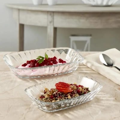 Pasabahce mezze schaaltjes set van 2 ovale glazen tapas schalen 179 x 114 mm