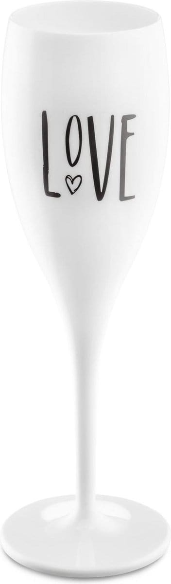 Koziol Champagneglas  - Opdruk CHEERS NO. 1 LOVE - 100 ml - Cotton white