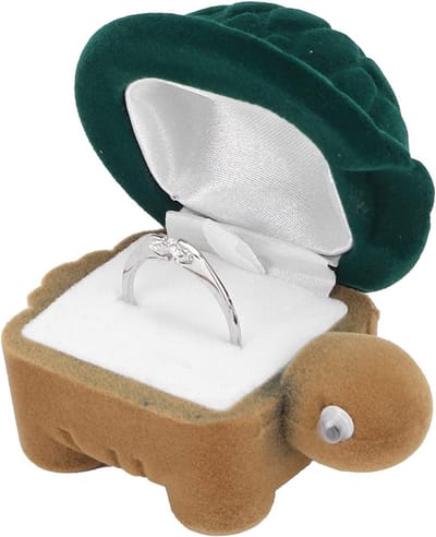 Schattige beschermende ringdoos in de vorm van een cartoon schildpad voor sieradenopslag en cadeauverpakking