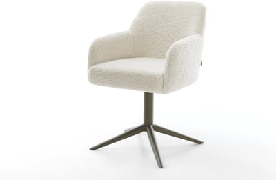 Eetkamerstoel Greg-Flex kruispoot afwerking met titanium teddy beige 360° draaibaar rocker-functie pocketveer kern