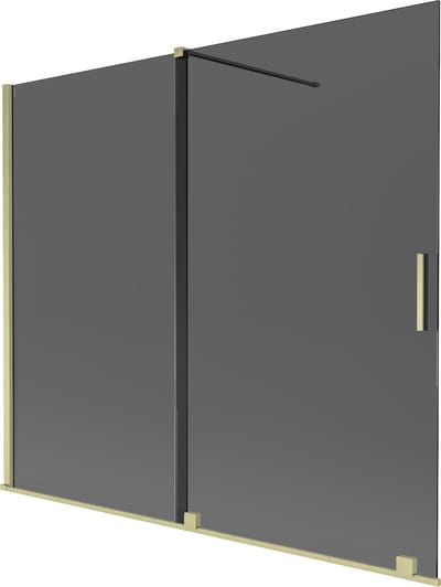 Mexen Velar badwand 2-vleugelig schuifbaar 180 x 150 , grafiet, geborsteld goud - 896-180-000-41-55