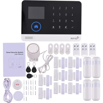 4G Wifi Draadloos Huis Alarmsysteem Doe-het-zelf Slim Draadloos Alarmsysteem Met Ty App Bediening 2,4-Inch Tft Kleurenscherm Bedrade Sirene wit