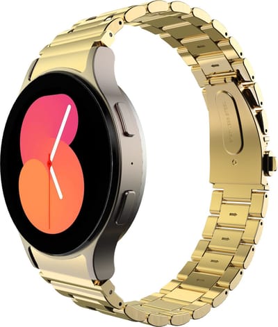 Cazy horlogebandje geschikt voor Samsung Galaxy Watch Bandje (PrimeSteel) - Smartwatchbandjes (+Horloge inkortset) - Universeel geschikt bandje voor Samsung Galaxy Watch 7 / Watch 6 / Watch 5 / Watch 4 / Watch FE - Goud