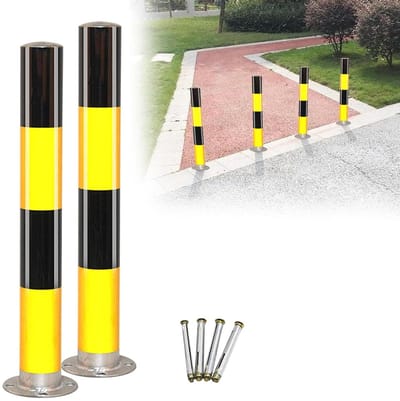 Parkeerpaal - Veiligheidskolom - Parkeerplaats Beveiligen - Hoge Zichtbaarheid - 9 x 60 cm - Zwart Geel
