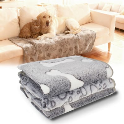 52 x 76 cm, huisdierdeken voor kleine middelgrote honden en katten, grijze fleecedeken voor honden, zacht en duurzaam, dunne kattendeken, warme deken, ideaal voor banken en bedden, 3 stuks