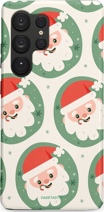 Casetastic hoesje geschikt voor Samsung Galaxy S25 Ultra - Dubbellaagse bescherming - Zuurstok Groen Witte Kerstman - Fashion Case - Wit Saliegroen Crème Terracotta
