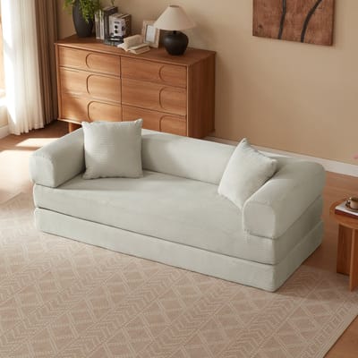 MODFU Vloersofa - Omvormbaar Tot Slaapbank - Modulair - Voor Woonkamer Of Slaapkamer - Schuim - Beige