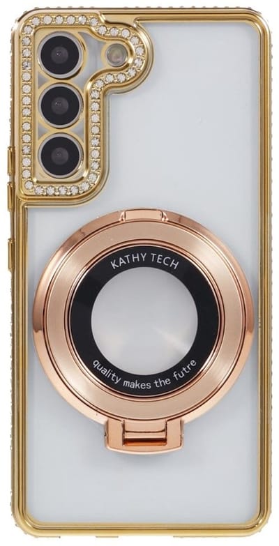 Bumper Back Cover Hoesje - Glinsterende - Schattige met Diamanten steentjes voor Dames en Meisjes - Geschikt voor: Samsung S25 - Goud