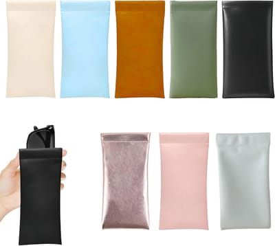 Brillenkoker Zacht - Brilhoes Platte - Brillen Opbergen - Set 8 Stuks - 18 x 9 cm - Diverse Kleuren