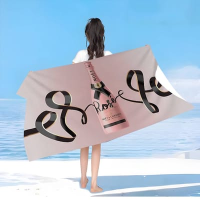 Frans Champagnemerk Moet & Chandon Grote Microvezel Strandlakens Sneldrogende Handdoeken Zwembad Handdoek Voor Reizen Zwembad Yoga W100*H180(CM)
