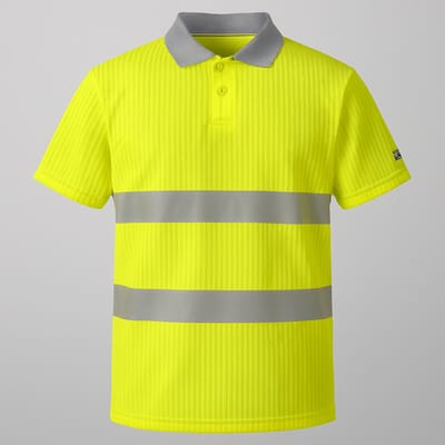 High Vis werkpolo Sioen Polo Santander - Fluorgeel (maat S) met reflecterende striping