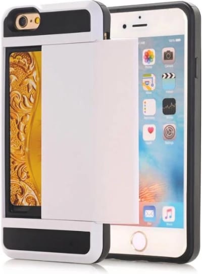 Geschikt voor iPhone SE (2022) / (2020) / 7 / 8 hybrid case hoesje met ruimte voor 2 pasjes - wit