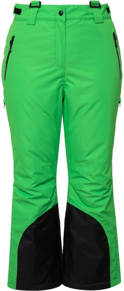 Ulla Popken - Dames - Skibroek waterdicht sneeuwrok ritszakken - Neon grasgroen - Maat 42