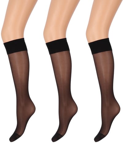 Marianne - Dames Kneehighs Antipress Lycra Panty - 20Den - 3-Pack - Maat One Size - Zwart