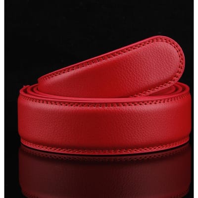 Rood Wit en Geel Twee Laags Rundleer Automatische Gesp Riemstrip Riem Riemlichaam Riemstrip red
