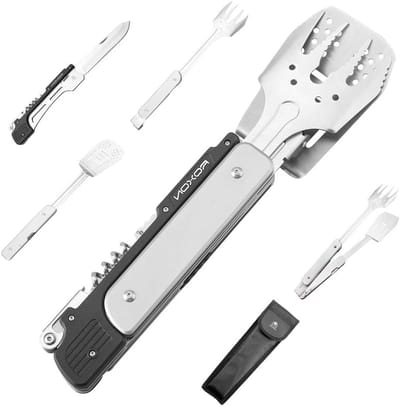 Multifunctionele 6-in-1 Afneembare Vouwbare BBQ Tool Set voor Tuin Grilling, Kamperen en Buiten Koken