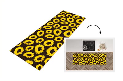Keukenloper - Loper keuken - Patronen - Zonnebloemen - Geel - 150x50 cm - Keukenloper vinyl