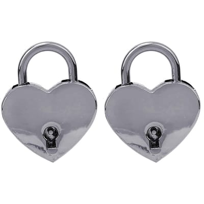2 Sets Hartslot Metaal Vintage Hangslot Huishoudelijke Knutselbenodigdheden met Sleutels 30x39mmZwart zwart