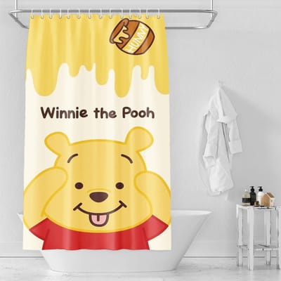 Winnie De Poeh Anime Douchegordijn Schattige Bad Waterdichte Gordijnen Voor Woonkamer Luxe Set Scherm Badkamer Accessoires Sets W150H220(CM)-1 Pcs