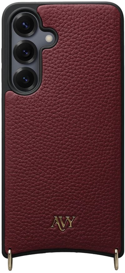 AVY Leren Hoesje geschikt voor Samsung Galaxy S25 / S24 | Compatibel met MagSafe | Leather Case | Back Cover | Haakjes voor koord | Burgundy