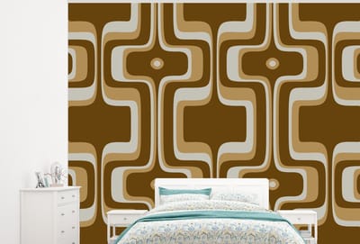Behang - Fotobehang Retro - Design - Bruin - Breedte 300 cm x hoogte 240 cm