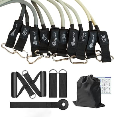 Dastium Sports - Weerstandsbanden set 11 Delig - Fitness Elastiek - Resistance Band Set - Resistance Tubes Set - Latex Weerstandstubes