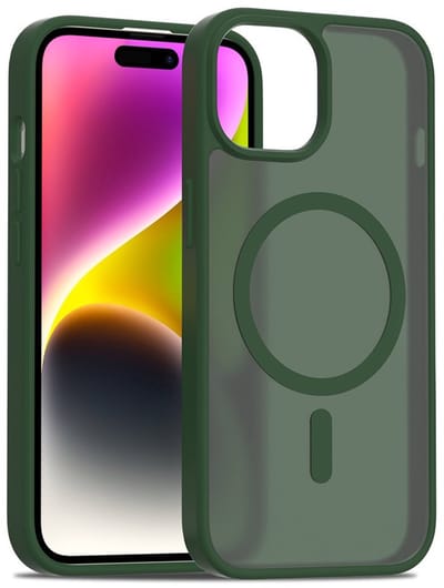Solidenz Hoesje - Geschikt voor iPhone 15 - FrostMag Backcover geschikt voor MagSafe - Groen