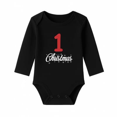 Romper 1st Christmas - zwart - lange mouw