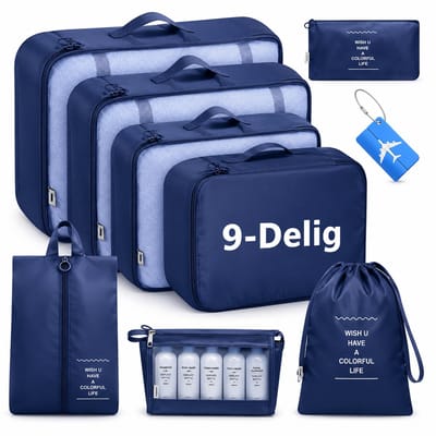 BOTC Packing Cubes Set 9-Delig - koffer organizer set - koffer organizer - Kleding organizer voor koffers, tassen en backpack - Blauw
