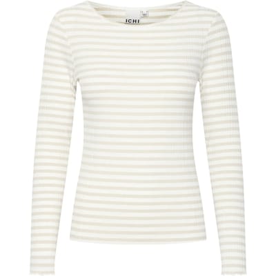 Ichi T-shirt Ihcella Ls 20122819 204496 Oatmeal Stripe Dames Maat - S