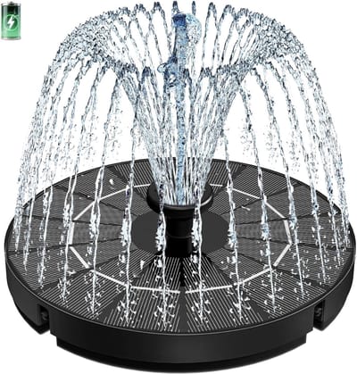 SNJY® Solar Fontein - Fontein Zonne Energie - Solar Fontein op Zonne Energie - 8 Opzetstukken - 4 Fixers - Ø16 cm - 3,5W - Zwart
