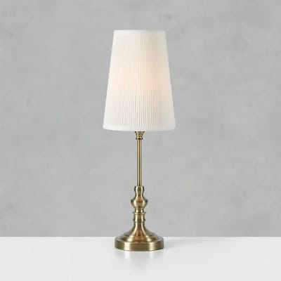 Markslöjd Tafellamp Noble, messingkleurig/natuurwit, hoogte 56 cm, stof