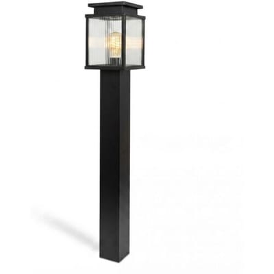 KS Verlichting - tuinlamp - Leicester 2 - buitenverlichting - zwart - aluminium - 100cm - E27 - geribbeld glas