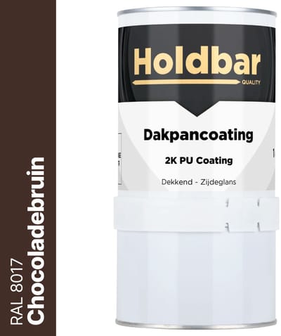 Holdbar Dakpancoating Chocoladebruin (RAL 8017) 1 Kg - Waterdicht - Vuil afstotend - UV-bestendig - Alle Kleuren - Dakpannen verven - Hecht op Steen, Beton, Dakpannen of Bestaande coating - 2 Componenten