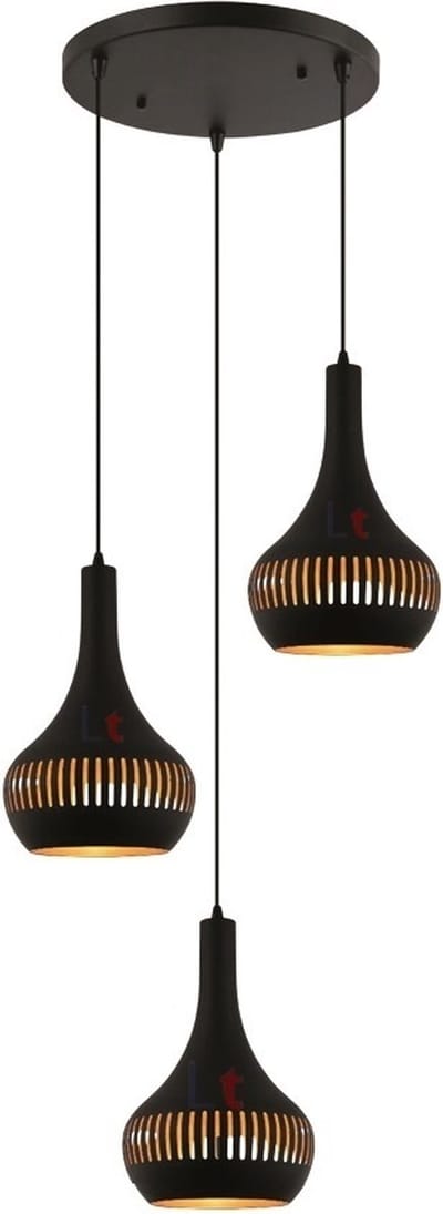 Freelight Hanglamp Canna Zwart - Goud 3 Lichts E27 Rond