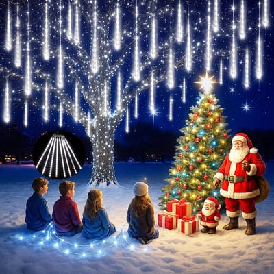 MUPOO Kerstverlichting Meteorenregen Lichtsnoer voor buiten - 50cm 288 LEDS Koud Wit - 360° Buitenverlichting-Energiebesparing en milieubescherming -voor IJspaleizen en Moderne Kantoorfeesten